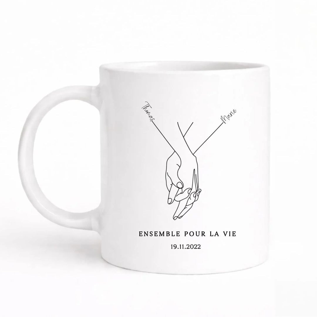 Mug mains Enlacé minimaliste Mug 325ml Sans Perspective | Style 1 / Blanc / 325ml