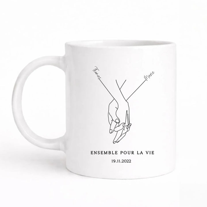 Mug mains Enlacé minimaliste Mug 325ml Sans Perspective | Style 1 / Blanc / 325ml