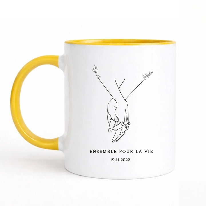 Mug mains Enlacé minimaliste Mug 325ml Sans Perspective | Style 1 / Jaune / 325ml