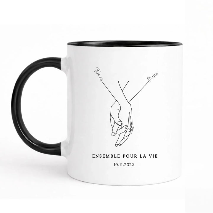 Mug mains Enlacé minimaliste Mug 325ml Sans Perspective | Style 1 / Noir / 325ml