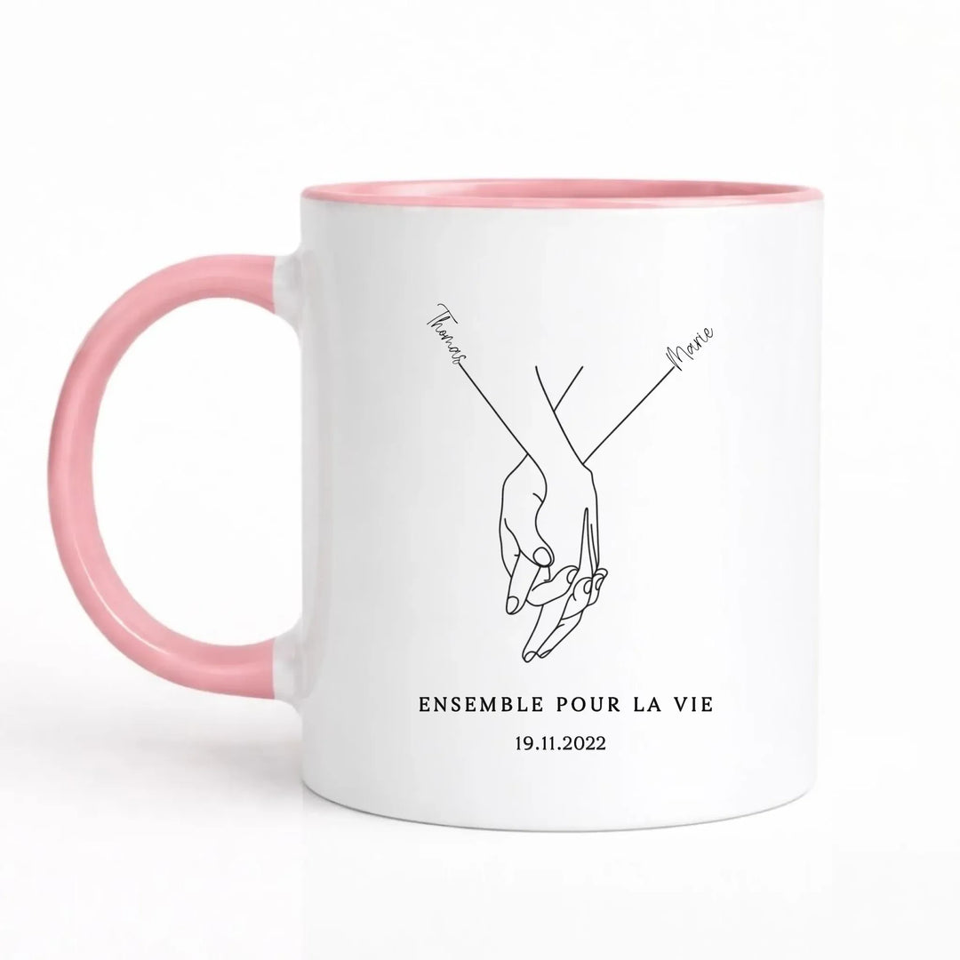 Mug mains Enlacé minimaliste Mug 325ml Sans Perspective | Style 1 / Rose / 325ml