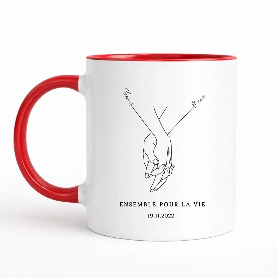 Mug mains Enlacé minimaliste Mug 325ml Sans Perspective | Style 1 / Rouge / 325ml