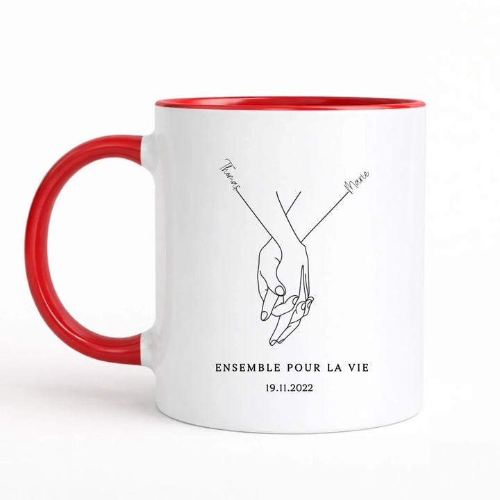 Mug mains Enlacé minimaliste Mug 325ml Sans Perspective | Style 1 / Rouge / 325ml