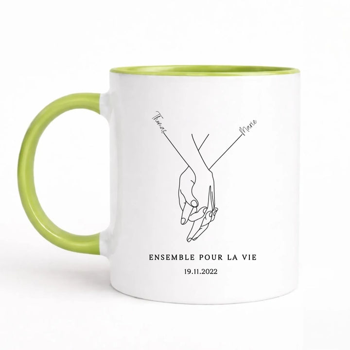 Mug mains Enlacé minimaliste Mug 325ml Sans Perspective | Style 1 / Vert / 325ml