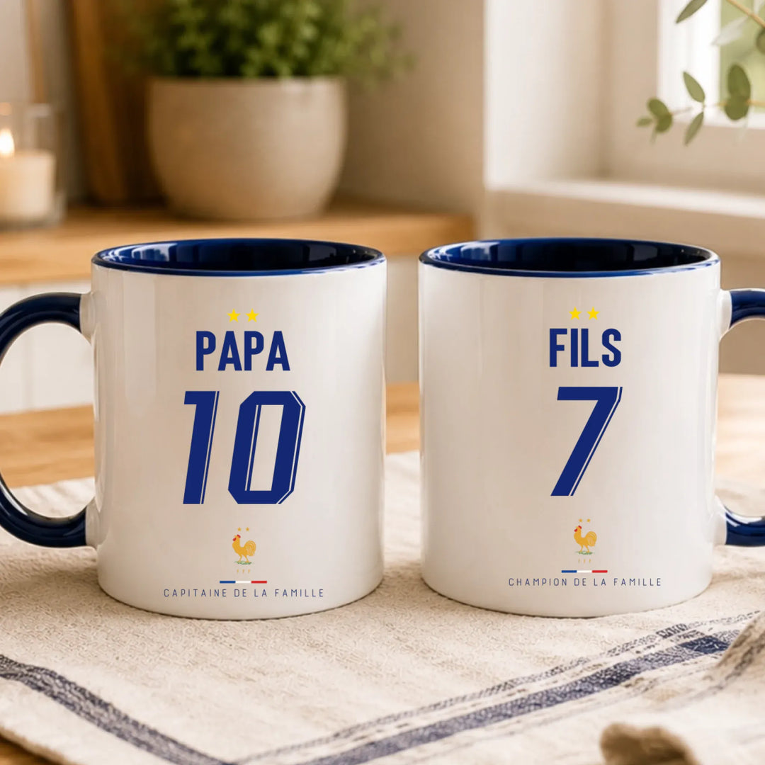 Mug Personnalisé Foot - Équipe de France - Papa et son fils