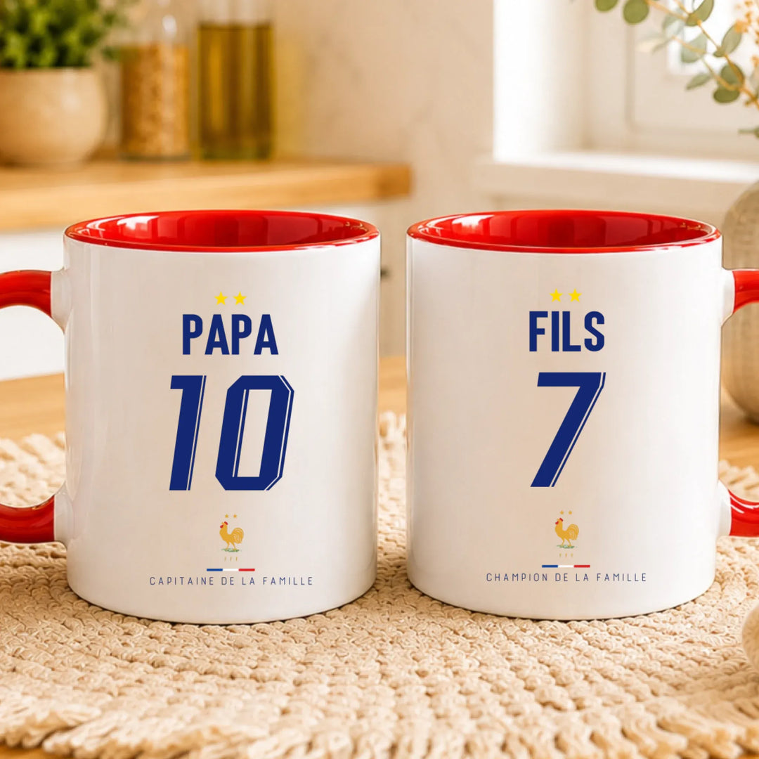 Mug Personnalisé Foot - Équipe de France - Papa et son fils