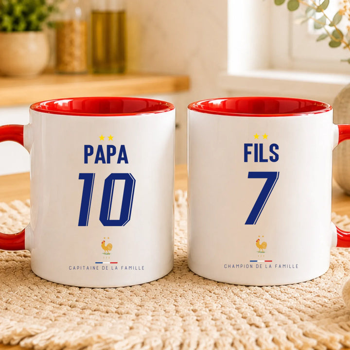 Mug Personnalisé Foot - Équipe de France - Papa et son fils