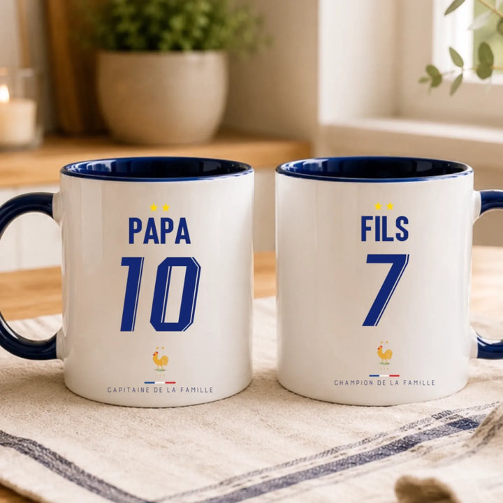 Mug Personnalisé Foot - Équipe de France - Papa et son fils