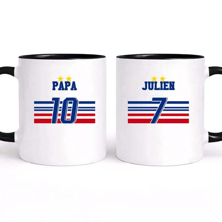 Mug l'équipe de Papa Mug 325ml | Double Sans perspective / Noir / 325ml