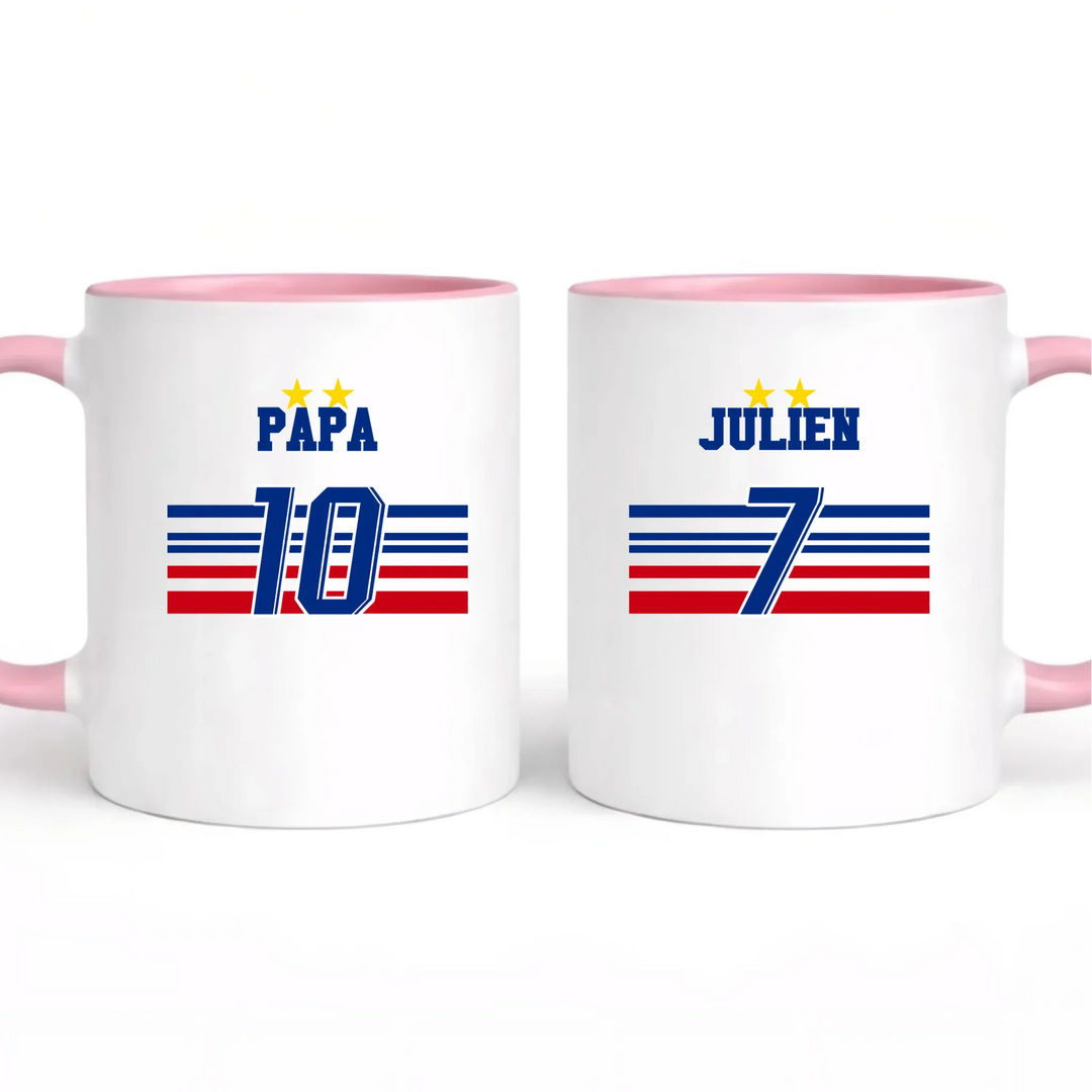 Mug l'équipe de Papa Mug 325ml | Double Sans perspective / Rose / 325ml