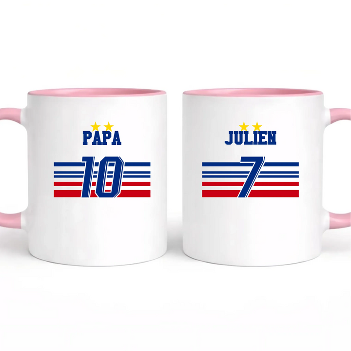 Mug l'équipe de Papa Mug 325ml | Double Sans perspective / Rose / 325ml