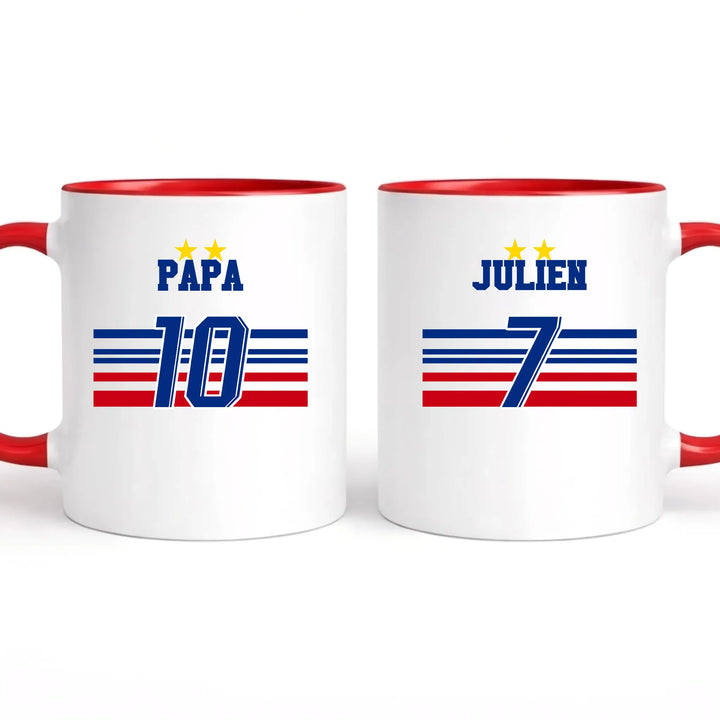 Mug l'équipe de Papa Mug 325ml | Double Sans perspective / Rouge / 325ml