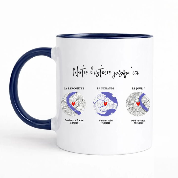 Mug étape de notre rencontre Mug 325ml Sans Perspective | Style 1 / Marine / 325ml