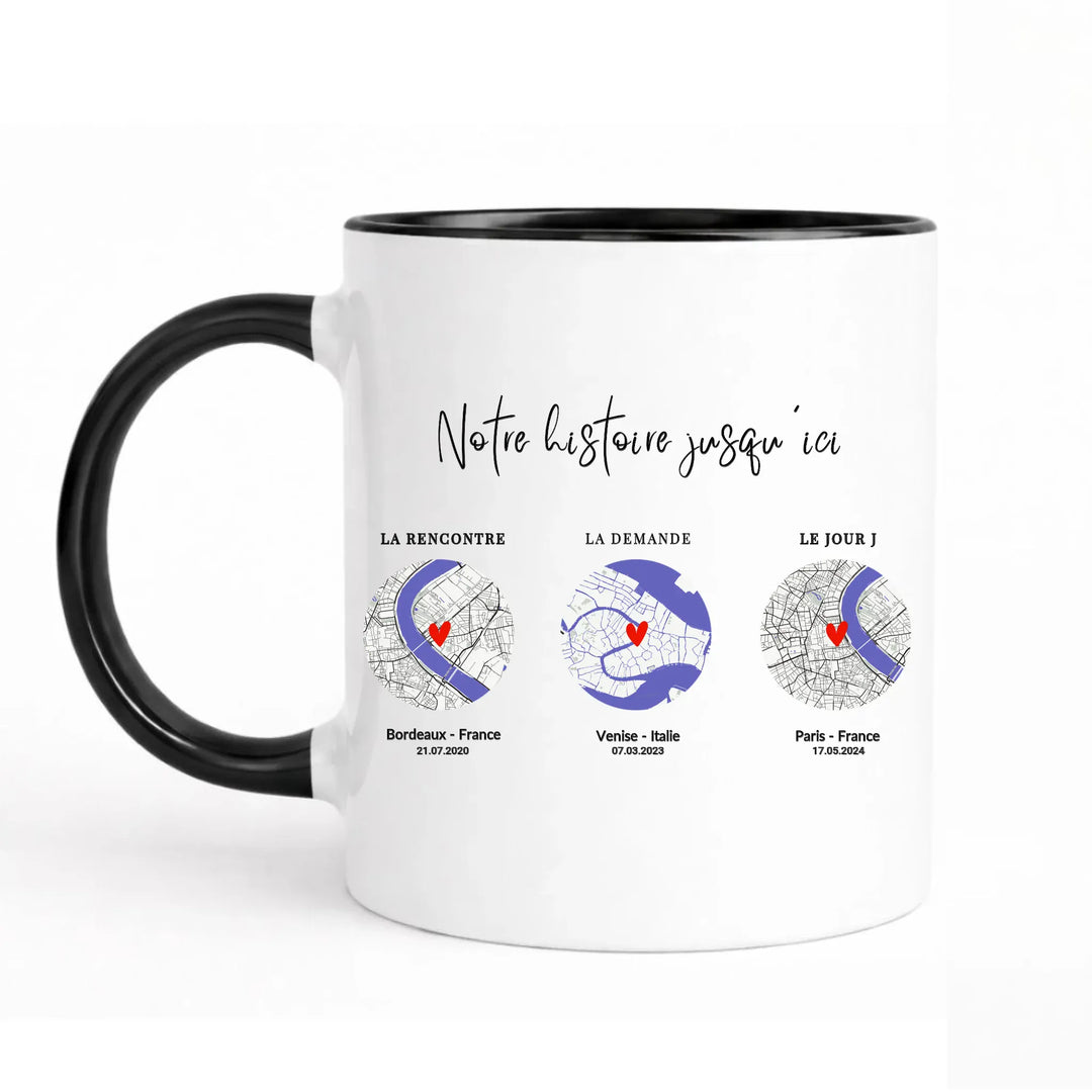 Mug étape de notre rencontre Mug 325ml Sans Perspective | Style 1 / Noir / 325ml