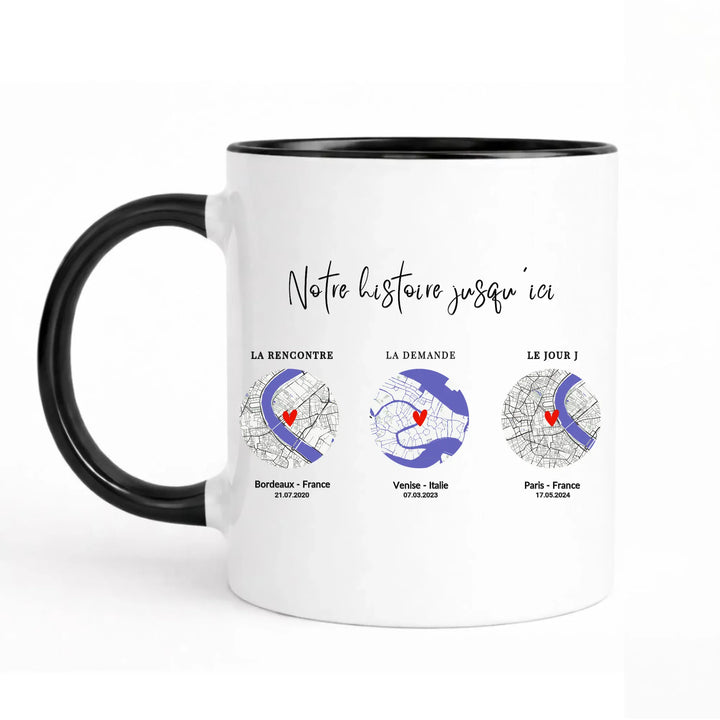 Mug étape de notre rencontre Mug 325ml Sans Perspective | Style 1 / Noir / 325ml