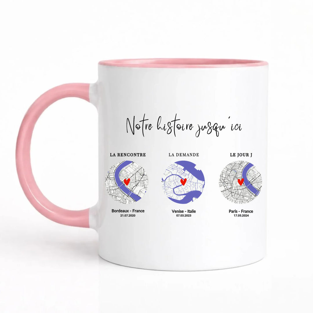 Mug étape de notre rencontre Mug 325ml Sans Perspective | Style 1 / Rose / 325ml