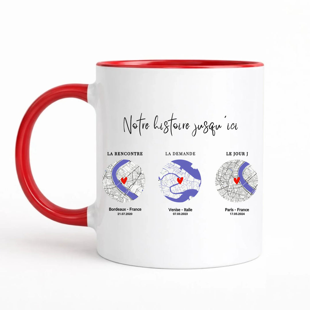Mug étape de notre rencontre Mug 325ml Sans Perspective | Style 1 / Rouge / 325ml