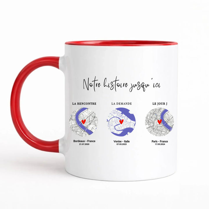 Mug étape de notre rencontre Mug 325ml Sans Perspective | Style 1 / Rouge / 325ml