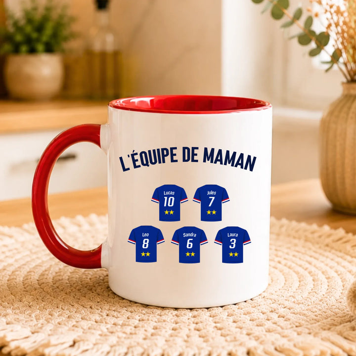 Mug Personnalisé Maillot - L'équipe de Maman