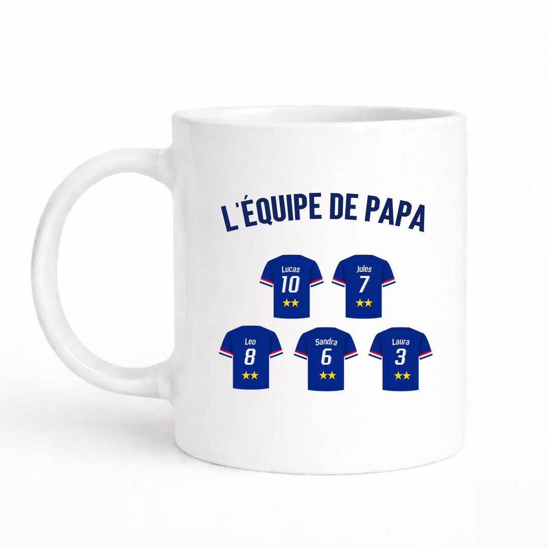 Mug Personnalisé Maillot - L'équipe de papa Mug 325ml Sans Perspective | Style 1 / Blanc / 325ml