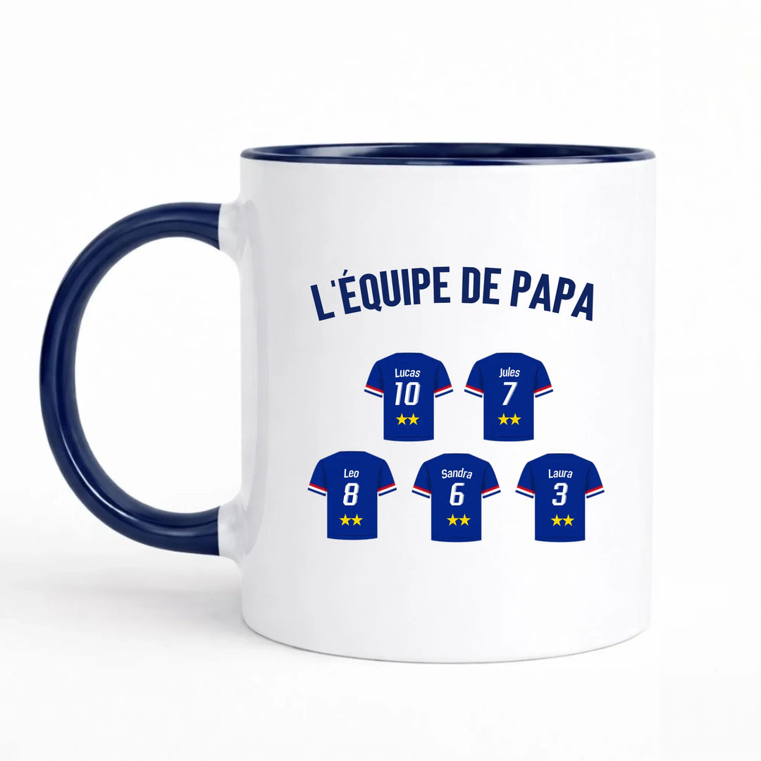 Mug Personnalisé Maillot - L'équipe de papa Mug 325ml Sans Perspective | Style 1 / Marine / 325ml