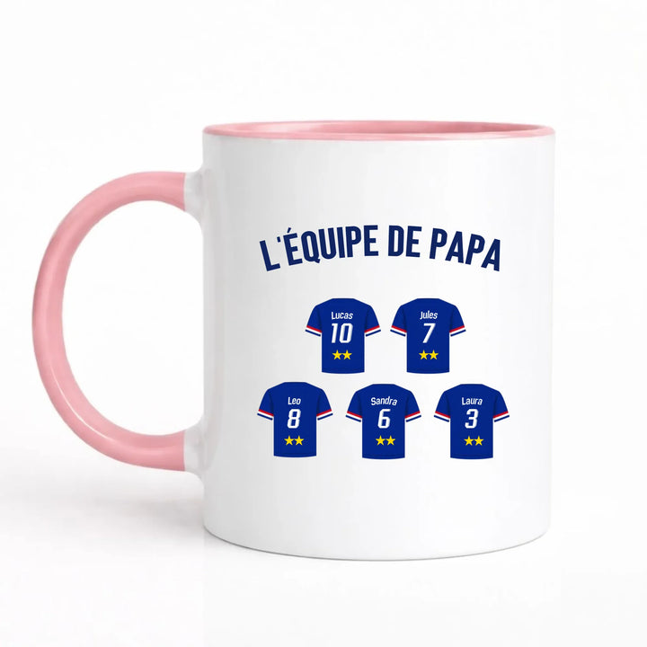Mug Personnalisé Maillot - L'équipe de papa Mug 325ml Sans Perspective | Style 1 / Rose / 325ml