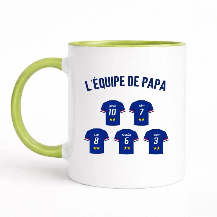 Mug Personnalisé Maillot - L'équipe de papa Mug 325ml Sans Perspective | Style 1 / Vert / 325ml