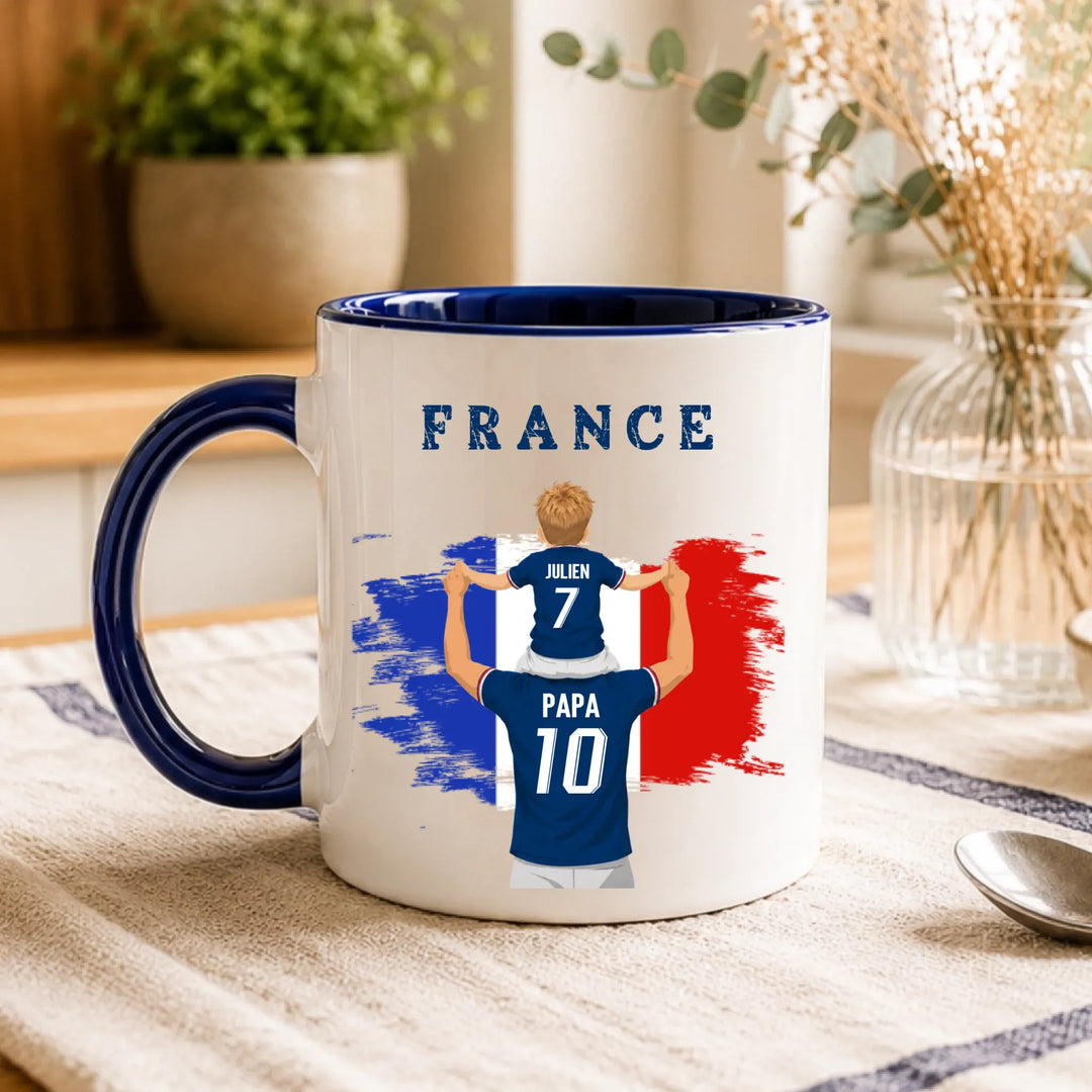 Mug Personnalisé - Papa et fils Maillot équipe de France