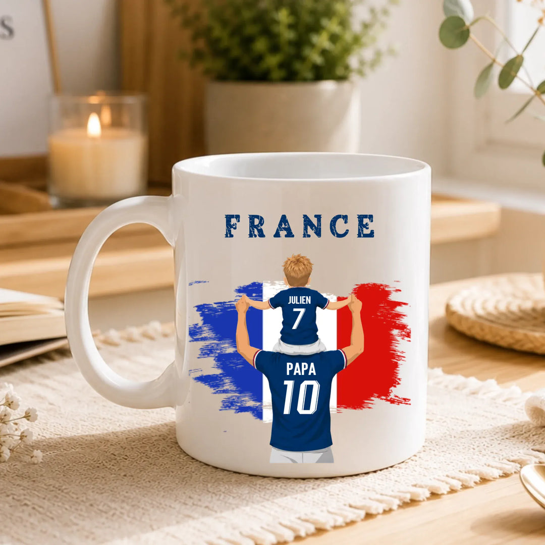 Mug Personnalisé - Papa et fils Maillot équipe de France
