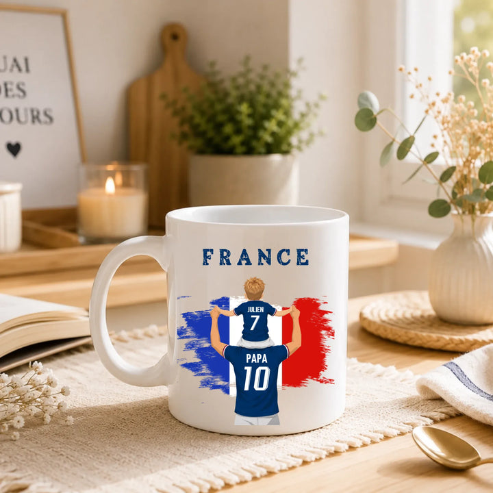 Mug Personnalisé - Papa et fils Maillot équipe de France