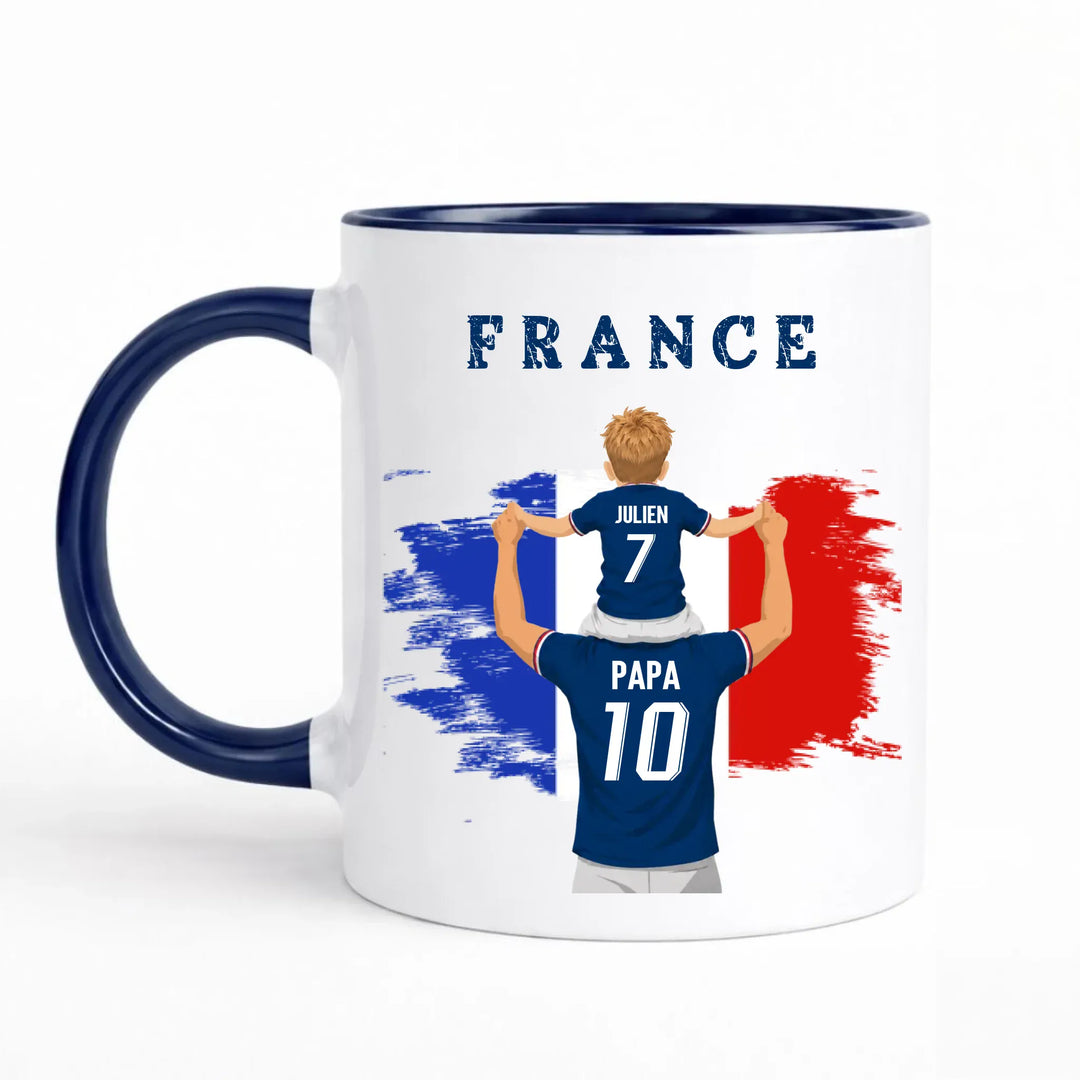 Mug Personnalisé - Papa et fils Maillot équipe de France Mug 325ml Sans Perspective | Style 1 / Marine / 325ml