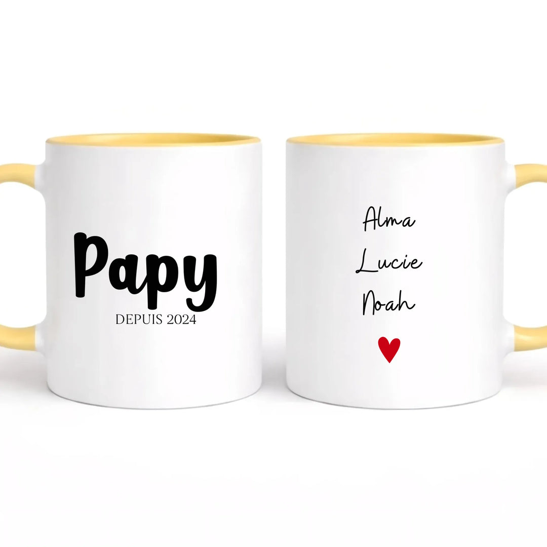 Mug personnalisé papy Mug 325ml | Double Sans perspective / Jaune / 325ml