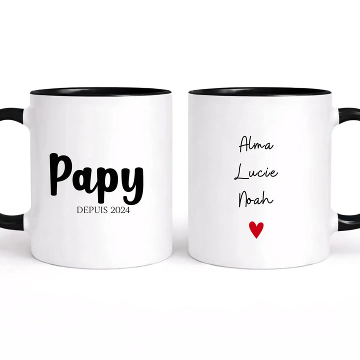 Mug personnalisé papy Mug 325ml | Double Sans perspective / Noir / 325ml