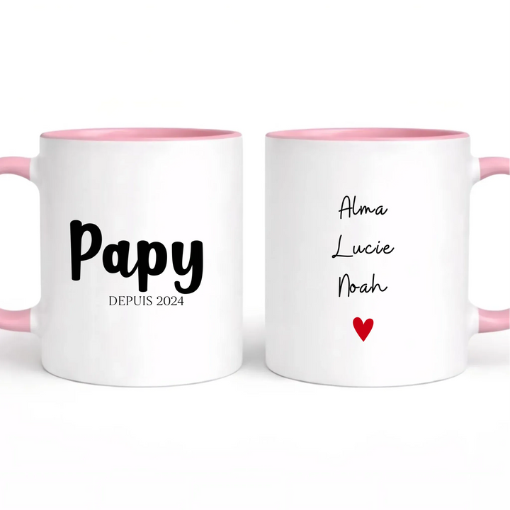 Mug personnalisé papy Mug 325ml | Double Sans perspective / Rose / 325ml