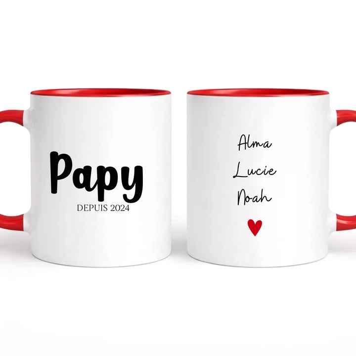 Mug personnalisé papy Mug 325ml | Double Sans perspective / Rouge / 325ml