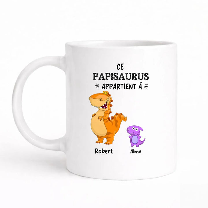 Mug Personnalisé Papy - Papisaurus Mug 325ml Sans Perspective | Style 1 / Blanc / 325ml