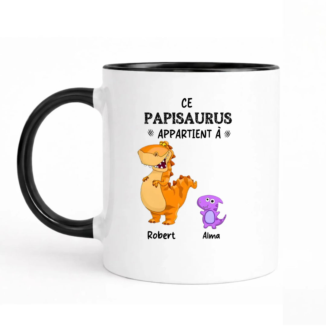 Mug Personnalisé Papy - Papisaurus Mug 325ml Sans Perspective | Style 1 / Noir / 325ml