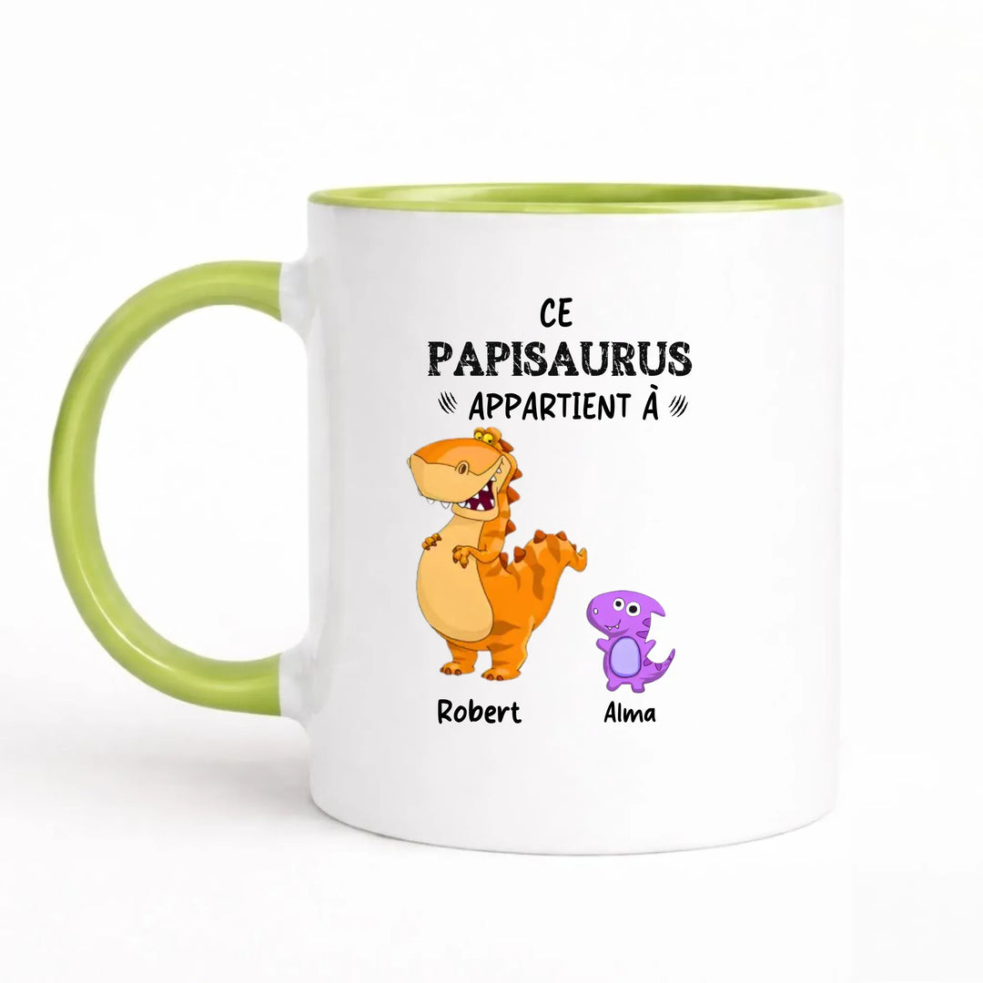 Mug Personnalisé Papy - Papisaurus Mug 325ml Sans Perspective | Style 1 / Vert / 325ml