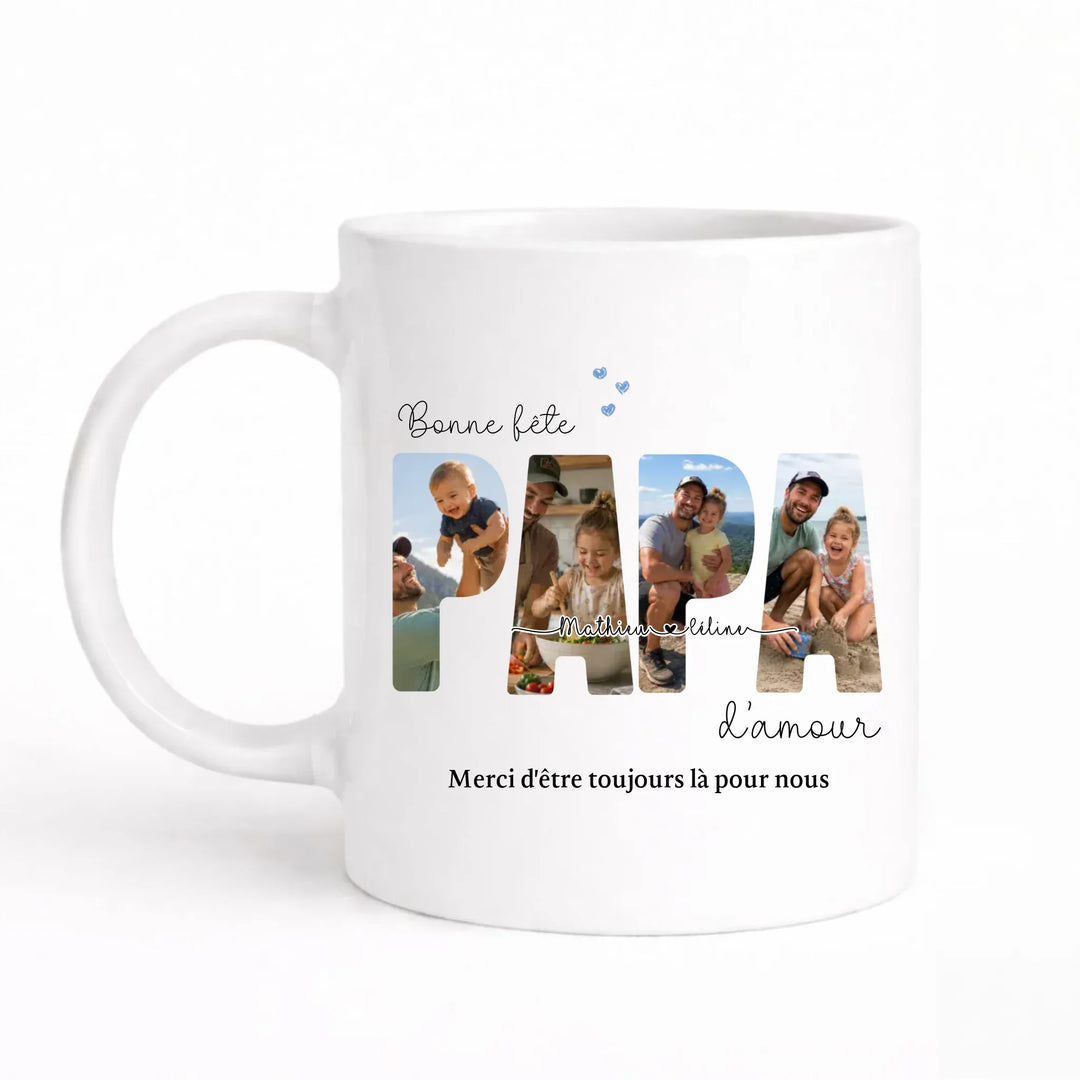 Mug Personnalisé Photo - Bonne fête papa Mug 325ml Sans Perspective | Style 1 / Blanc / 325ml