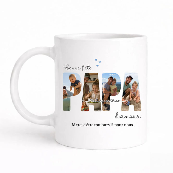 Mug Personnalisé Photo - Bonne fête papa Mug 325ml Sans Perspective | Style 1 / Blanc / 325ml