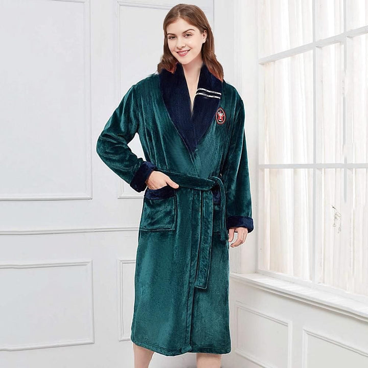 Peignoir Couple Duo Vert-Foncé / Elle / M