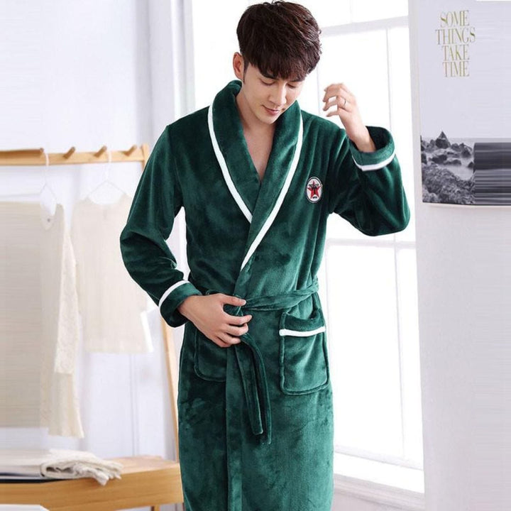 Peignoir Couple (Tout Doux) Vert-Foncé / Lui / M