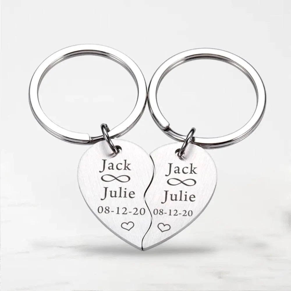 Porte-Clé Coeur Brisé (Personnalisé) Argent