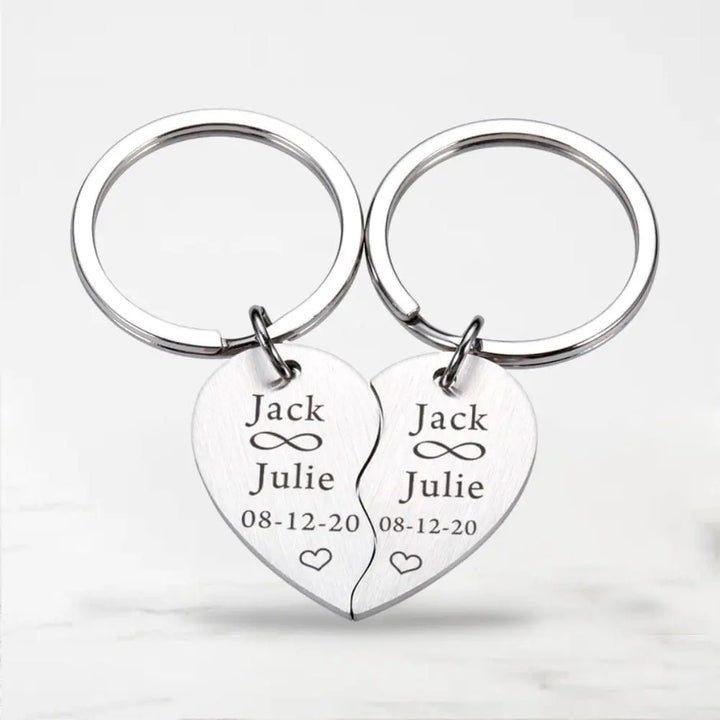 Porte-Clé Coeur Brisé (Personnalisé) Argent