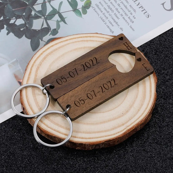 Porte Clé Couple Bois (Personnalisé) Bois