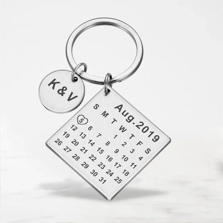 Porte Clé Couple Calendrier (Personnalisé) Argent