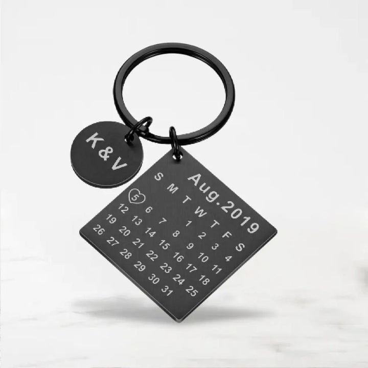 Porte Clé Couple Calendrier (Personnalisé) Noir