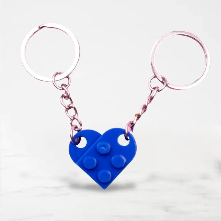 Porte Clé Couple Lego Bleu-Marine