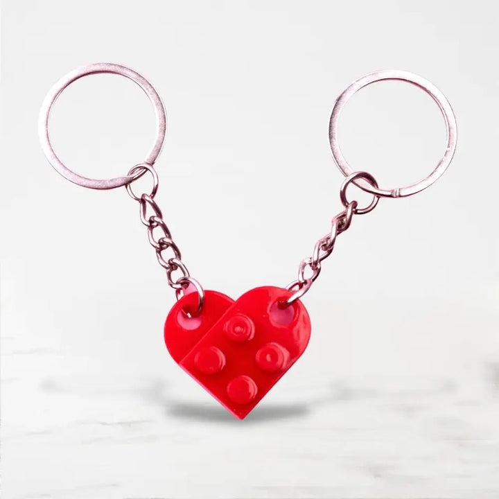 Porte Clé Couple Lego Rouge