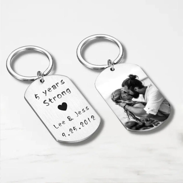 Porte Clé Couple Photo (Personnalisé) Argent